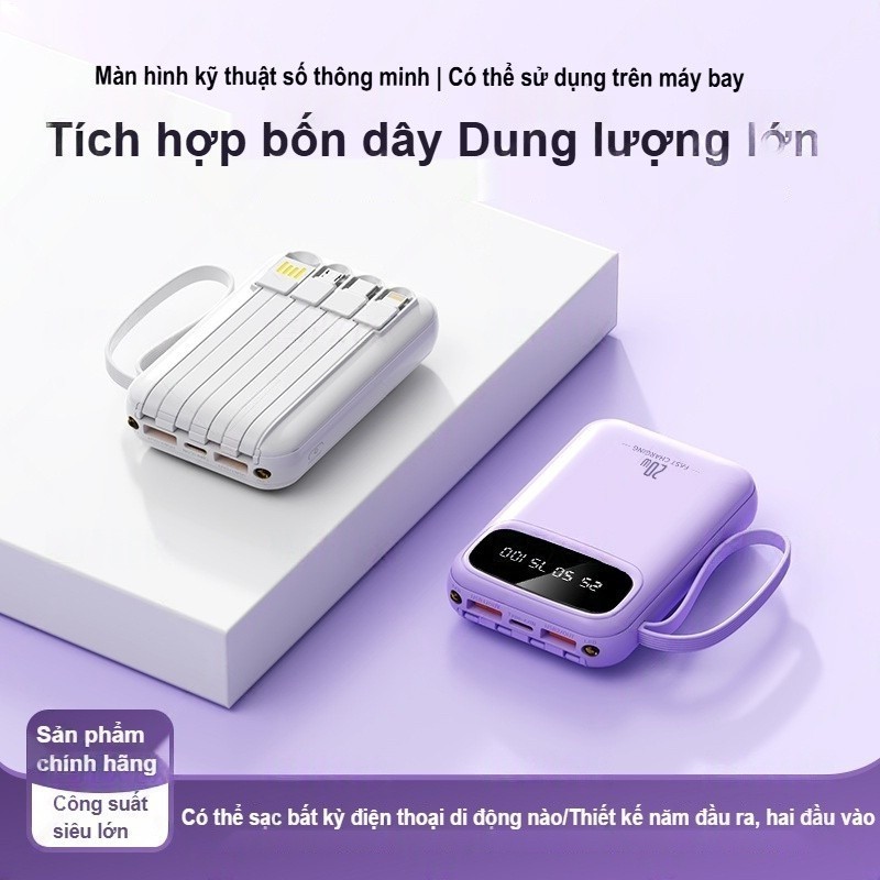 Đa dụng 20000 mAh với 4 cáp sạc nhanh, dung lượng lớn tiện lợi | BigBuy360 - bigbuy360.vn