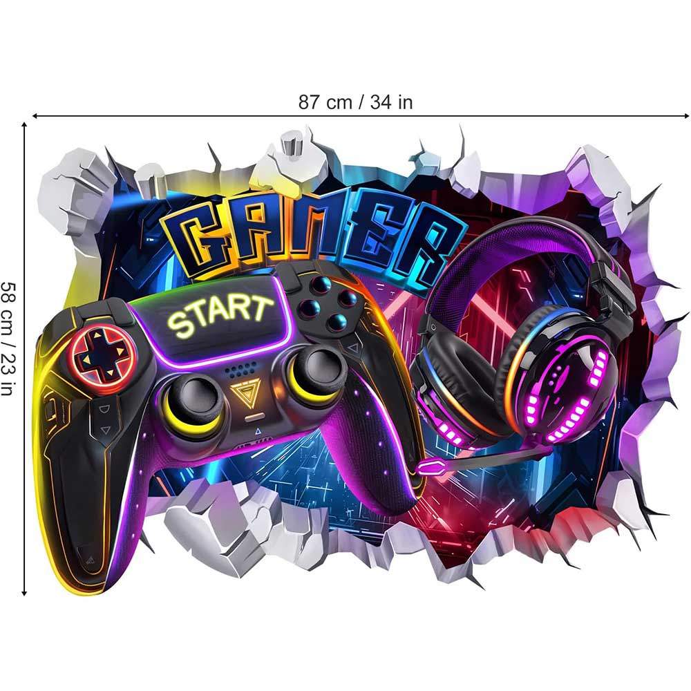 Large Gamepad Broken Wall Game Wall Stickers Decoration