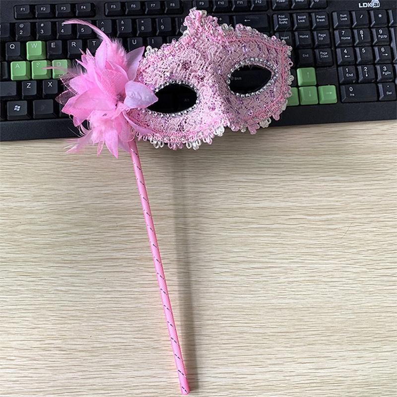 DRH Hoa Cầm Tay Mặt nạ Nữ Cô Gái Công Chúa Venice Mặt nạ Hóa Trang Trên Gậy Khiêu Vũ Đầm Trang Trí V