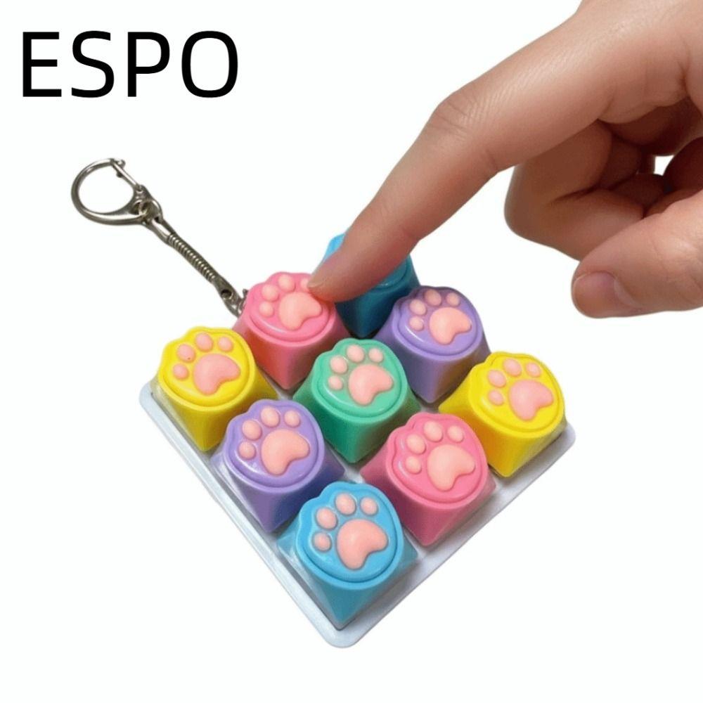 ESPO Fidget Móc Khóa, Keycap Phím Nút Bàn Phím Clicker Đồ Chơi, Bàn Phím DIY Di Động 9 Phím Hình Mèo