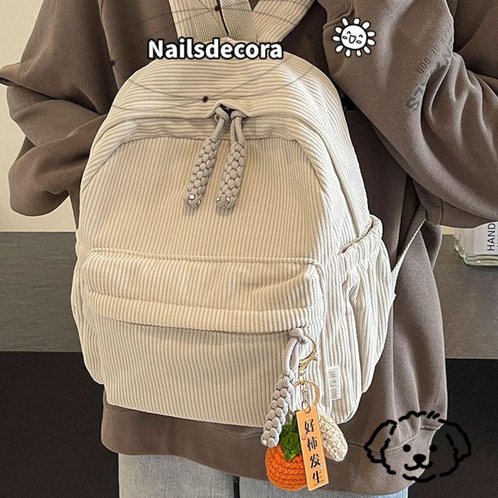 Ba lô vải nhung NAILS, Ba lô nhỏ màu trơn thực tế, Ba lô học sinh phong cách Nhật Bản nhẹ giản dị dà