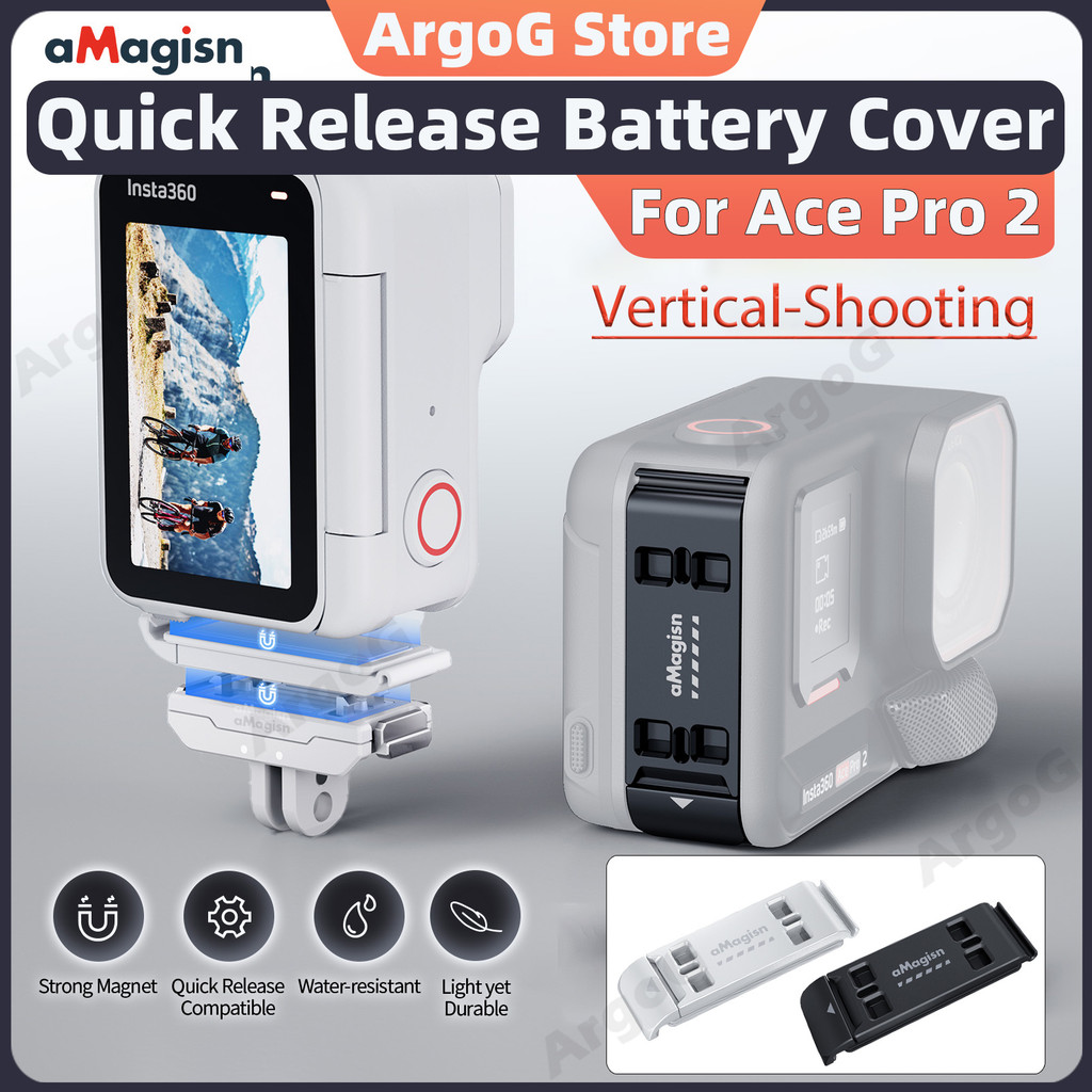 Vỏ pin chụp ảnh dọc aMagicsn cho Insta360 Ace Pro 2 Vỏ pin hợp kim nhôm wiht Giao diện tháo nhanh Ac