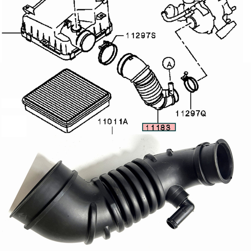 Ống hút khí Mitsubishi Stada Triton L200 2.5 4D56 2005-2015 Ống hút khí MN171012