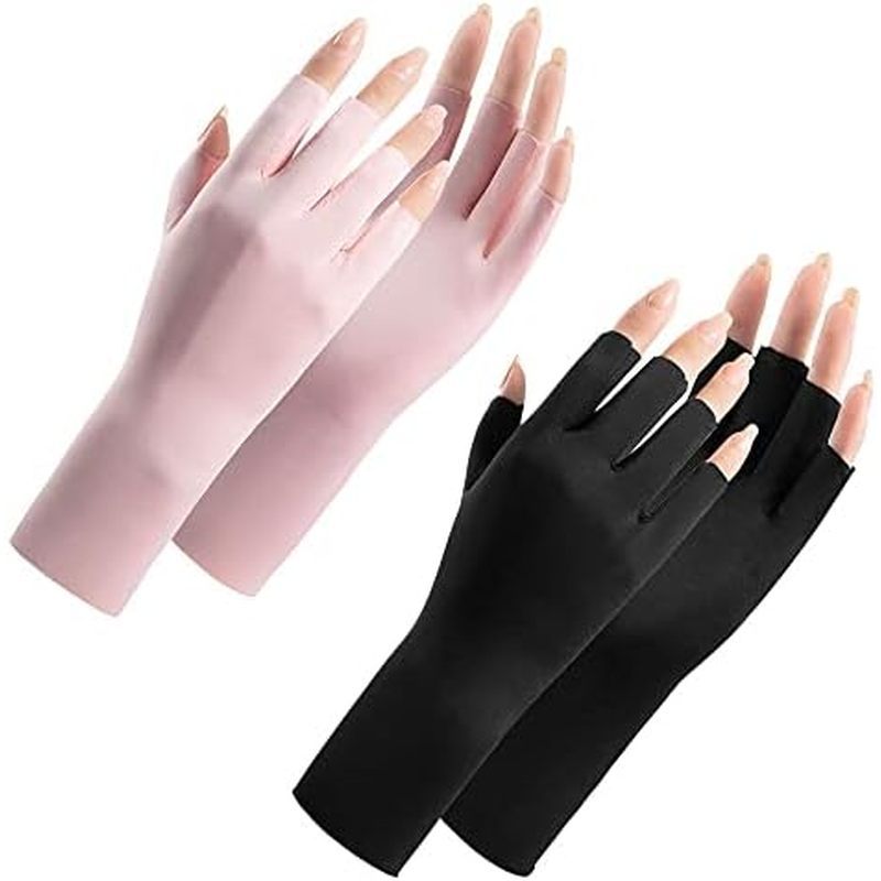 Utaly Women Sunblock Fingerless Gloves Non-Slip UV Protection Driving Riding Summer Outdoor Gloves f