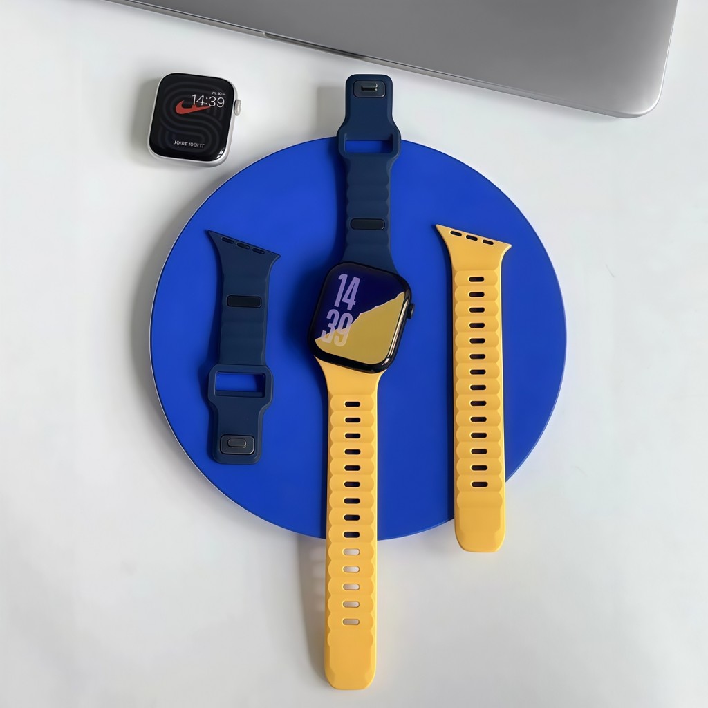 Dây đeo đồng hồ thời trang mới, dây đeo đồng hồ silicon cho Apple Watch Series 11 10 9 8 7 44/45/49/