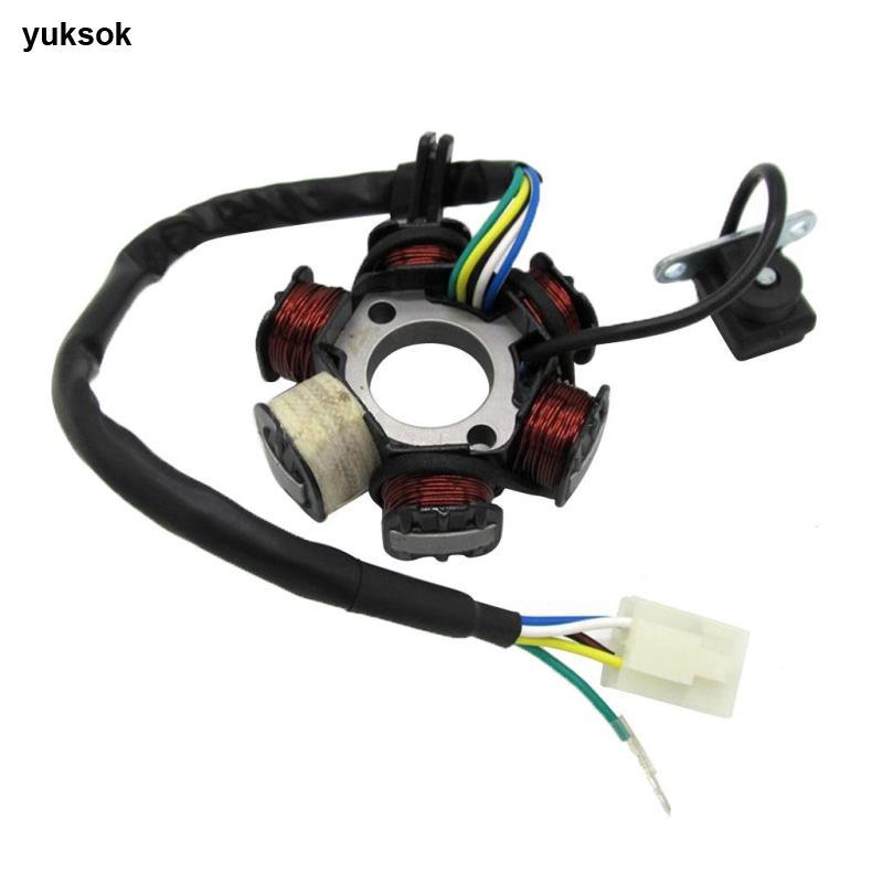 Magneto Stator 6 cuộn 6 cực 5 dây cho xe tay ga xe máy ATV Gy6 125cc 150cc