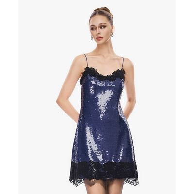 GIGI - Đầm hai dây mini phối ren đính sequin_G2105D261178-26