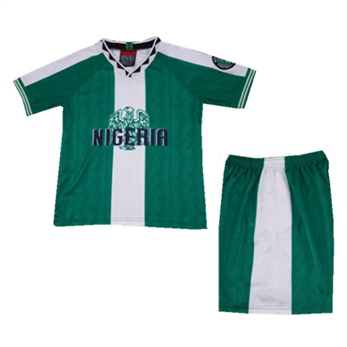 Phiên Bản Retro 1996 Nigeria Retro Jersey Nhà Trẻ Em Bộ Áo Thể Thao 16-28 Bộ Trẻ Em