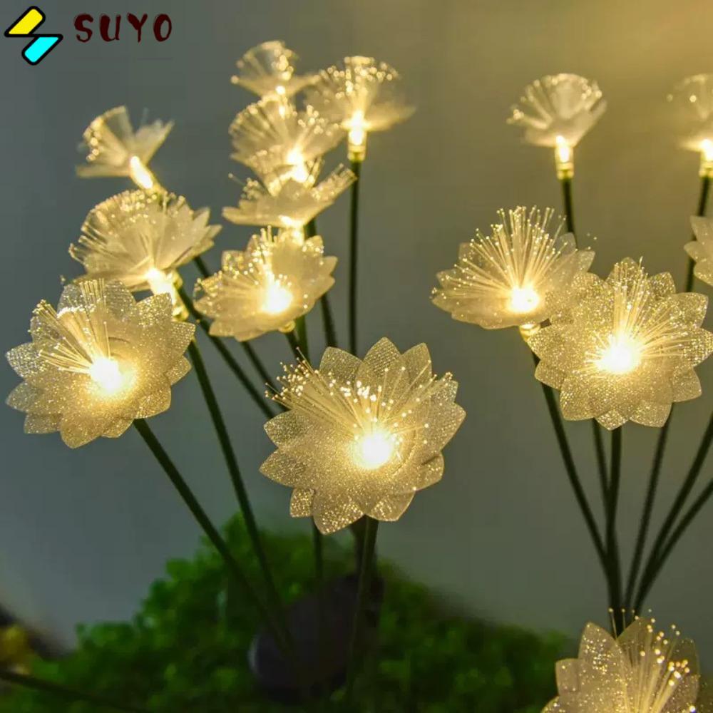 Hoa sợi quang SUYO, Đèn sân vườn mô phỏng chống nước, Trang trí sợi quang 6 đầu Bãi cỏ Đèn ngủ bãi c