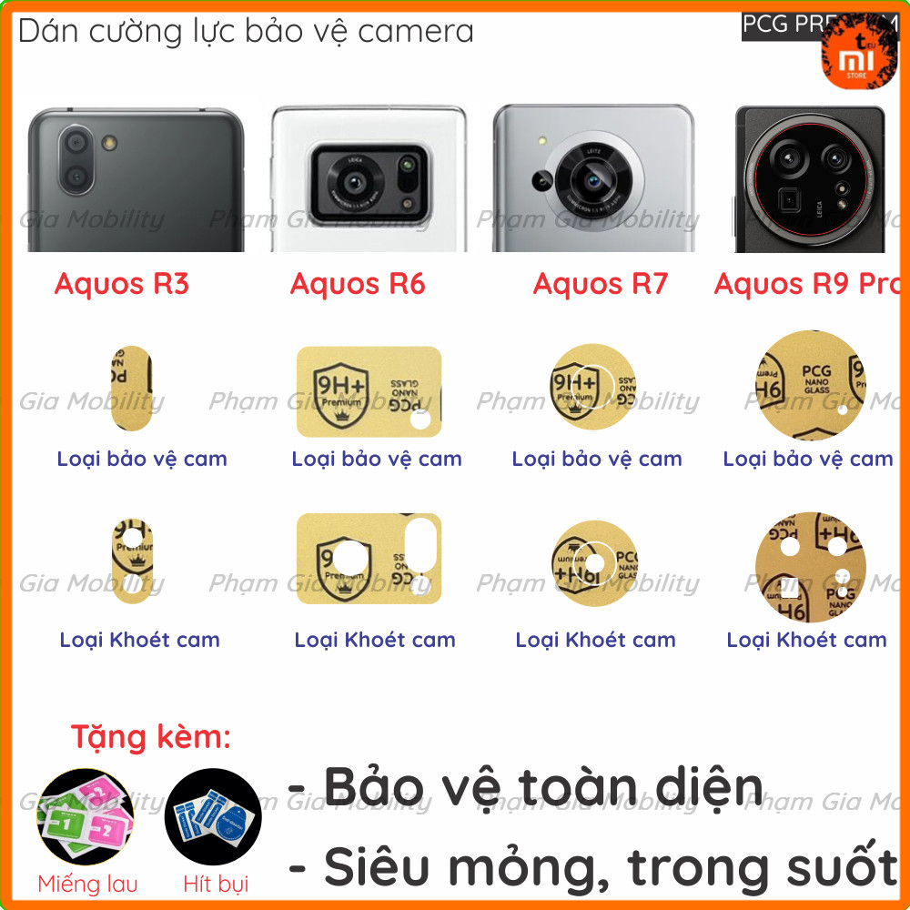 [Mua 1 tặng 1] Dán cường lực camera dành cho Sharp Aquos R9 Pro sense8 8 R7 R6 R3 loại nano chống bể