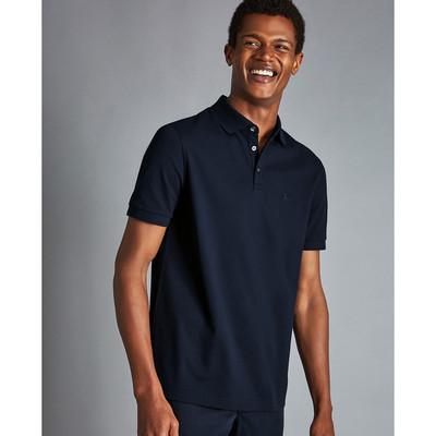 CHARLES TYRWHITT - Áo polo nam tay ngắn Tyrwhitt Pique_JEP0340-NAV
