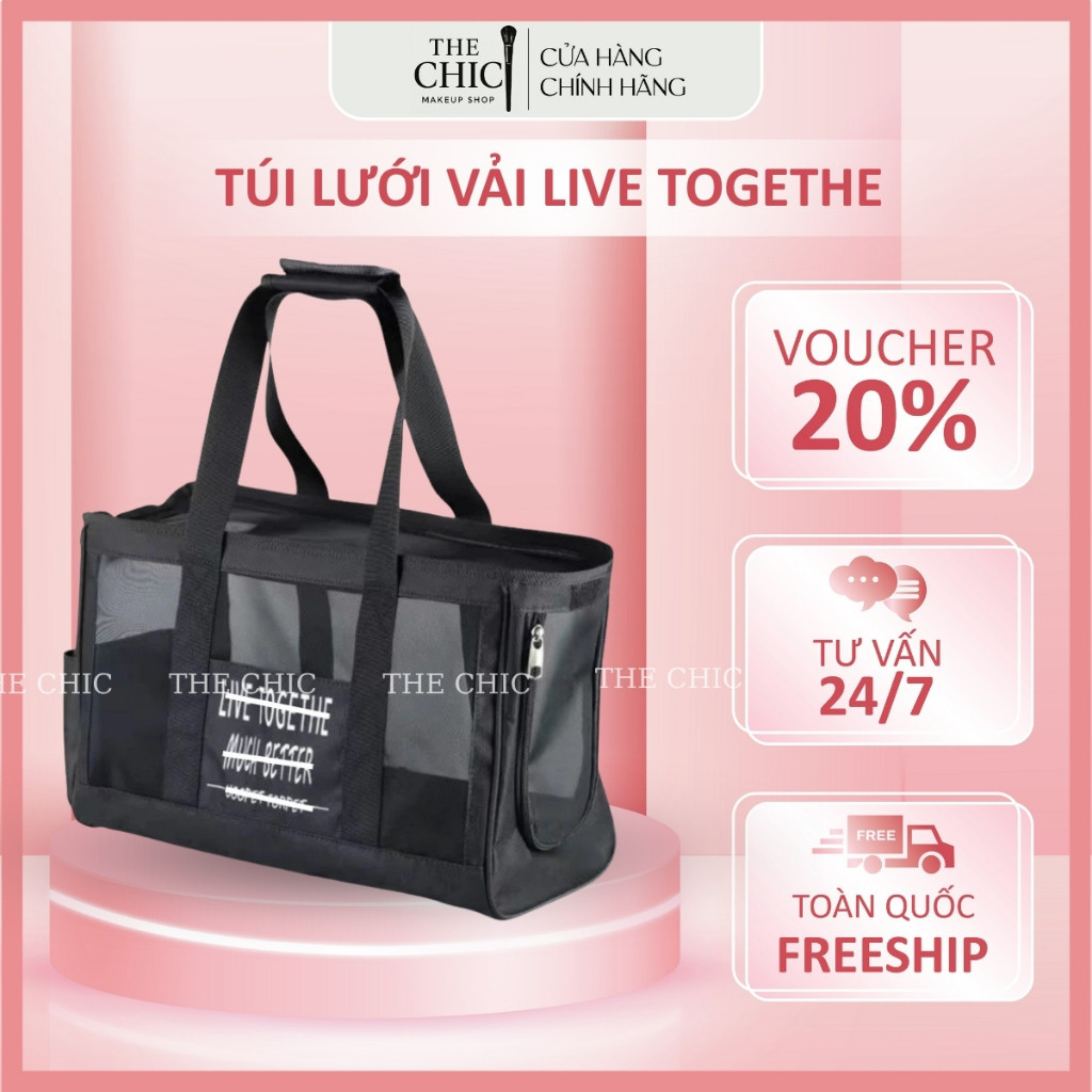 Túi Lưới Đựng Máy Làm Tóc, Phụ Kiện Makeup Live Togethe - Túi Đựng Mỹ Phẩm - Kích Thước 44x29x17cm