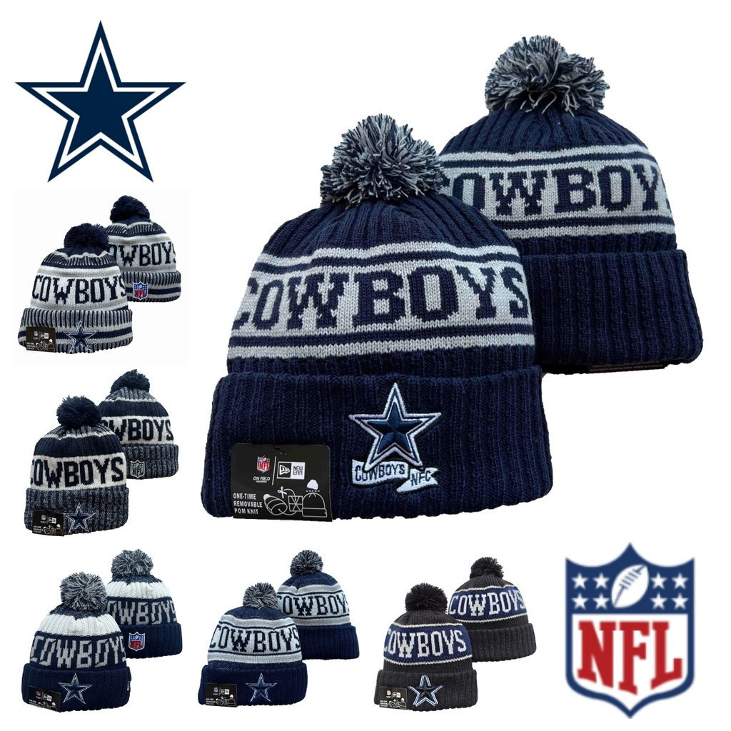 Mũ lenDallas Cowboys ấm áp - Màu xanh, trắng, đen