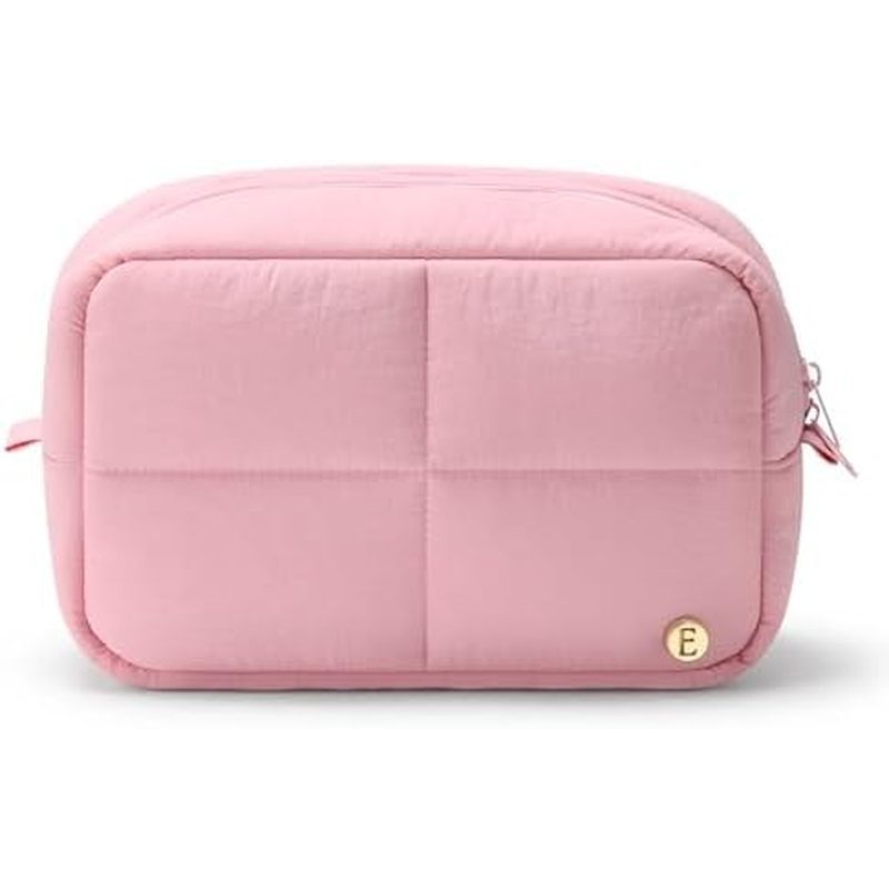 le Quilted Makeup Bag, Puffer Travel Toiletry Bag for Women Cosmetic Bags Cute Nylon Puffy Make Up B