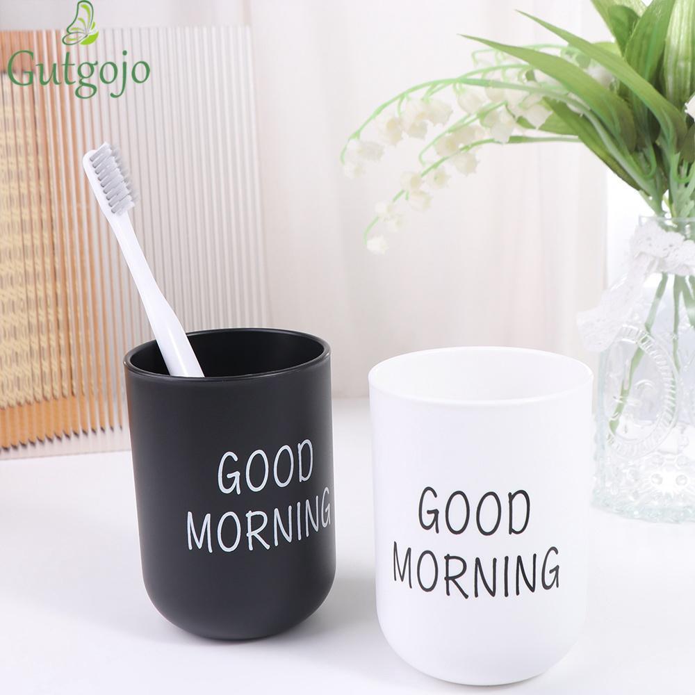 GUTGOJO Good Morning Cup cho đồ uống Nhựa chịu nhiệt Bàn chải đánh răng Hộp đựng lưu trữ Cốc uống nư