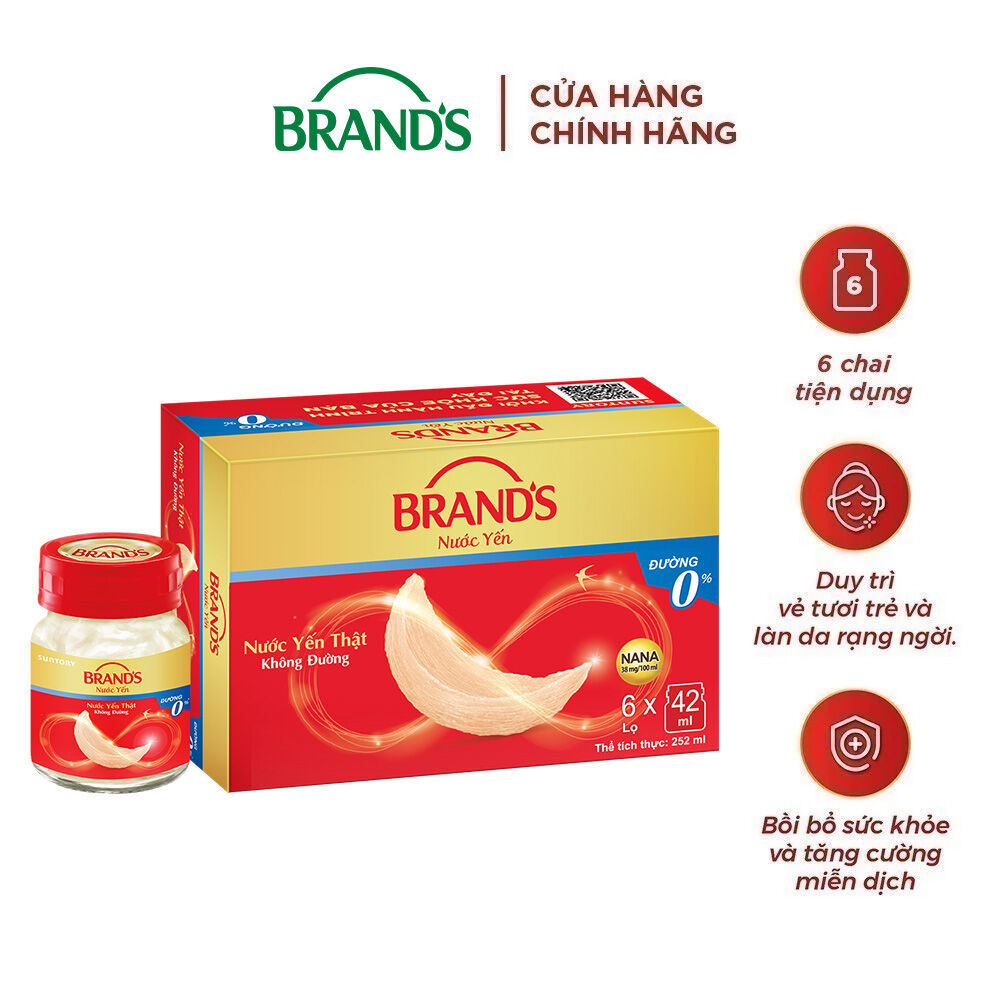 Nước yến thật BRAND'S Không Đường (42 ml x 6 lọ)