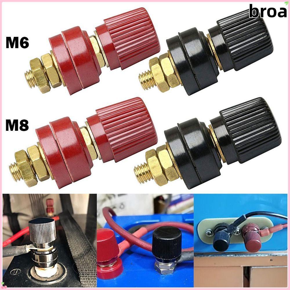 BROA Post Terminal Blocks, Red Black M6 M8 Binding Post Terminal, Brass Binding Post
