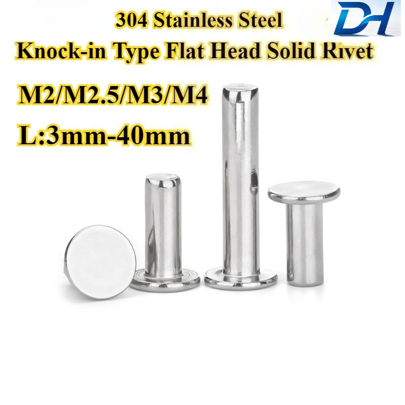 [SDH-MD] Thép không gỉ 304, Đinh tán đầu phẳng loại GB10, M2 / M2.5 / M3 / M4, Đinh tán đầu phẳng Lm