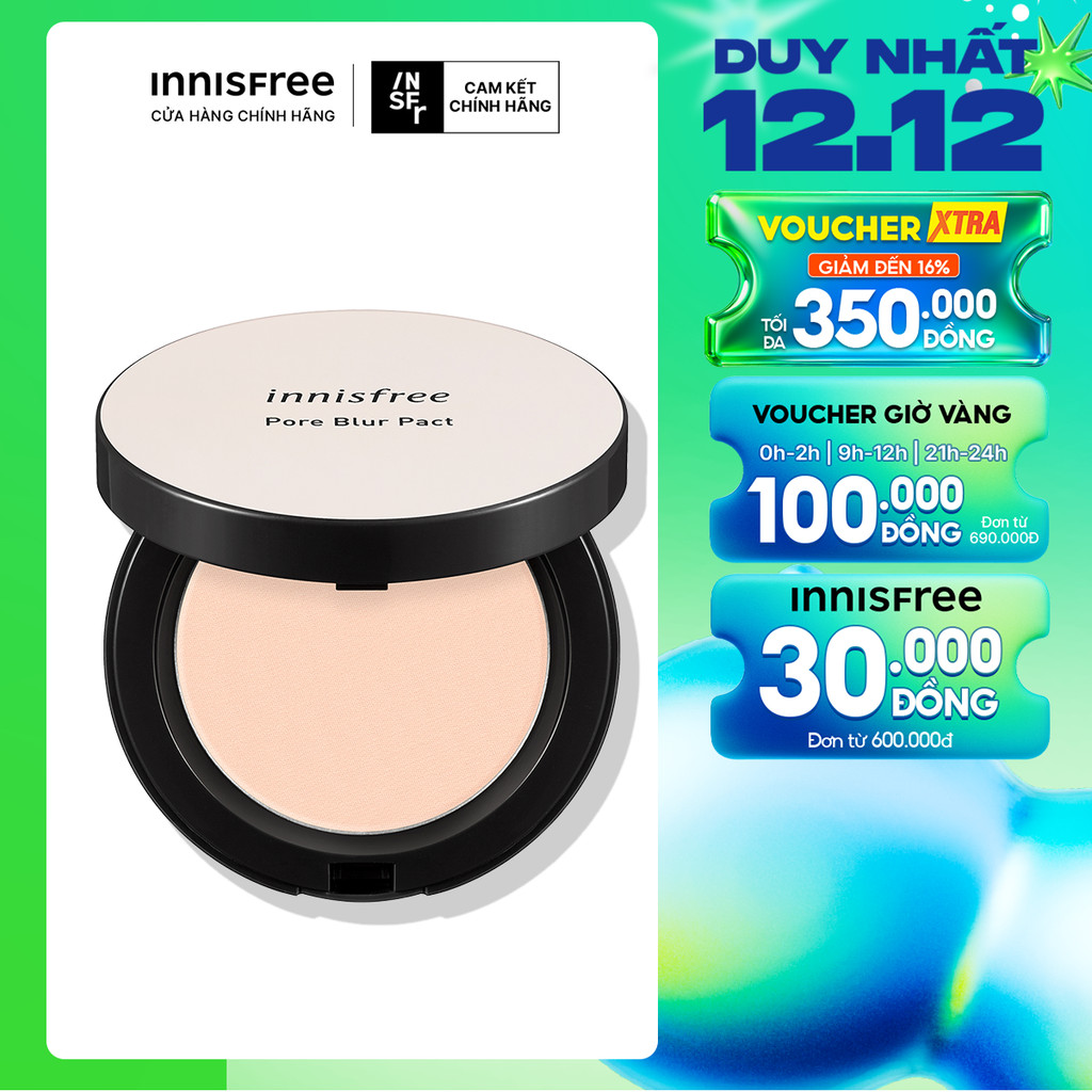 Phấn phủ che phủ lỗ chân lông dạng nén innisfree Pore Blur Pact 12.5g