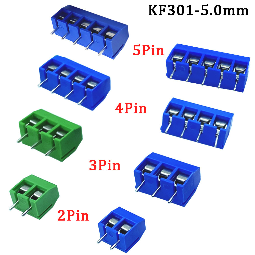 10 Cái KF301 2 / 3 / 4 / 5Pin Khối đầu cuối dây vít cắm có thể nối được KF301-2P KF301-3 / 4P Pitch 