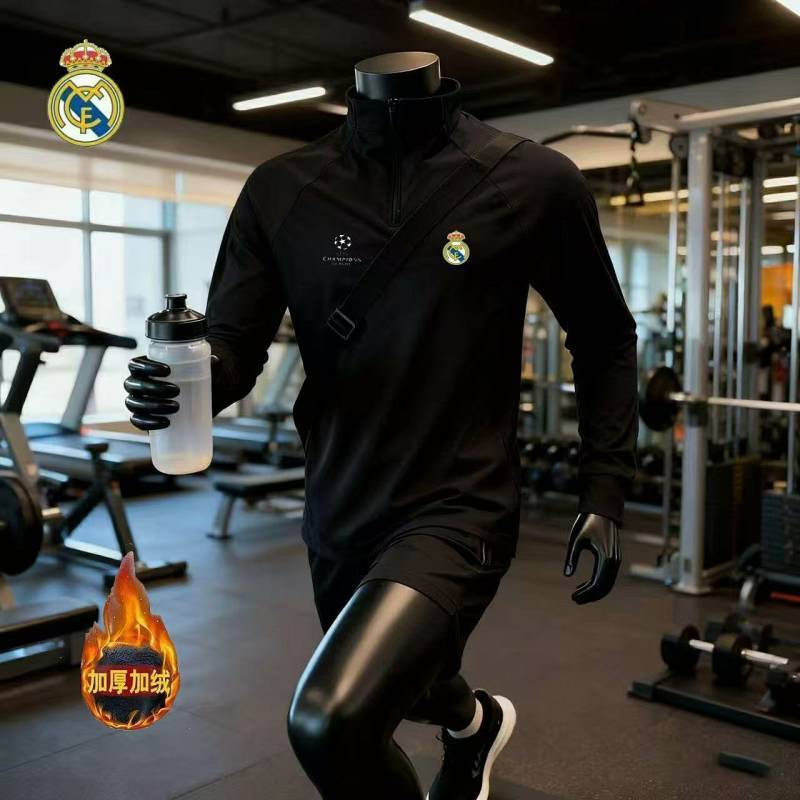 Real Madrid Barcelona Same Style Training Quick-Drying Half Zipper Top Long Sleeve Sports Casual Ver