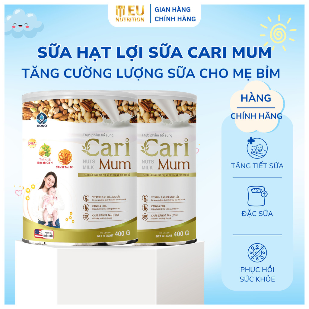 Combo 2 lon Sữa Hạt Lợi Sữa Cari mum Cho Mẹ Sau Sinh Giúp Tăng Cường Tiết Sữa Hiệu Quả