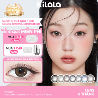  Kính áp tròng Kilala màu nâu Chestnut Milk Brown White Peach Brown Lychee Grey lens cận 6 tháng DIA 14.2mm có độ  0-7  1 chiếc lens 