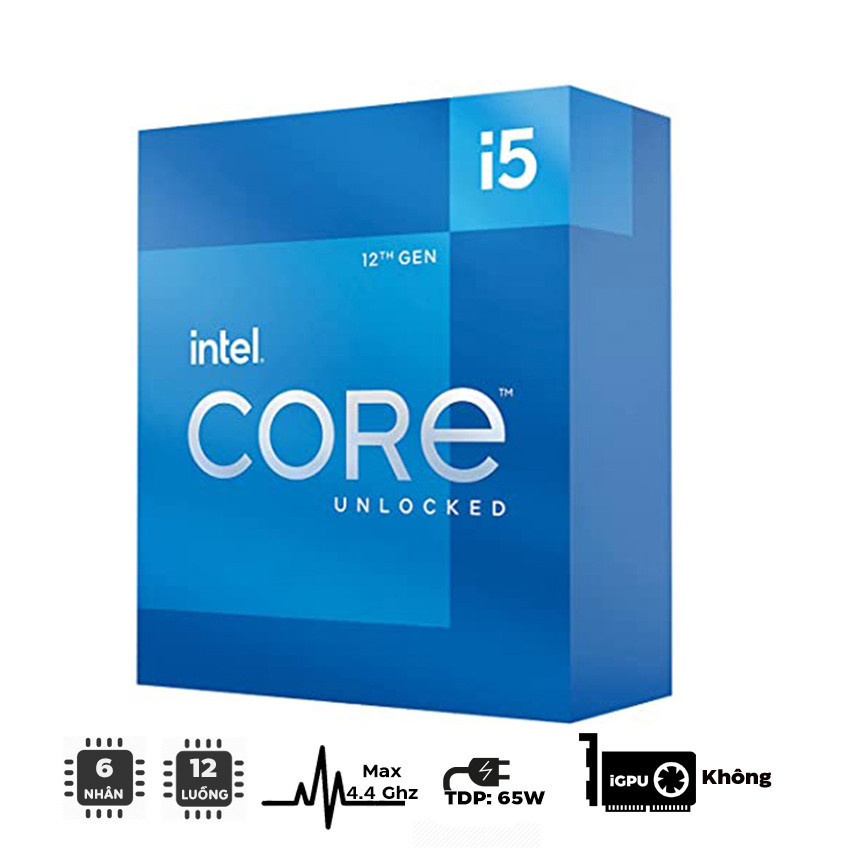 CPU Intel Core i5-12400F (Up to 4.4Ghz, 6 Nhân 12 Luồng, 18MB Cache, Socket Intel LGA 1700) No iGPU 