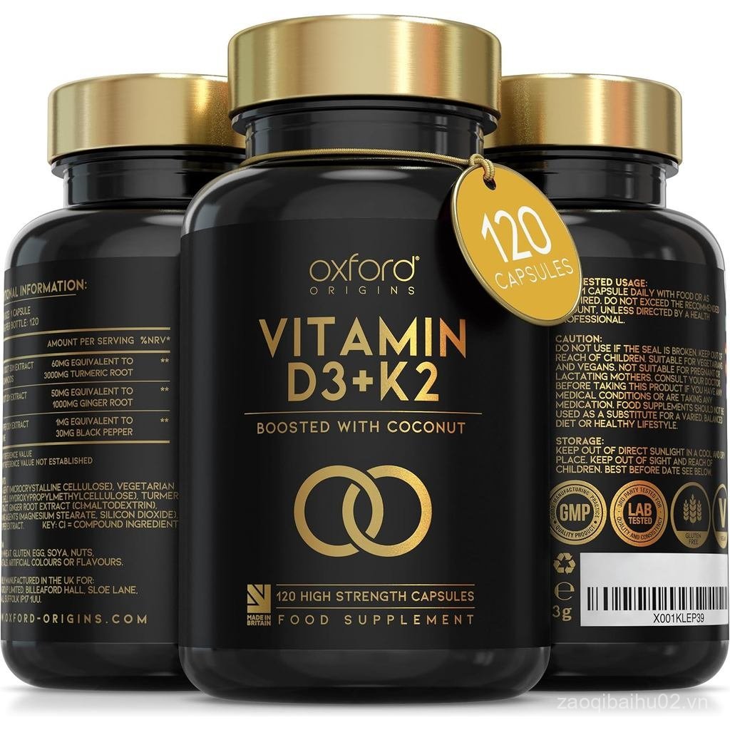Viên nang Oxford Origins D3 K2 | Sản xuất tại Vương quốc Anh | 4000 iu D3 & 100mcg K2 MK7 | Tăng cườ