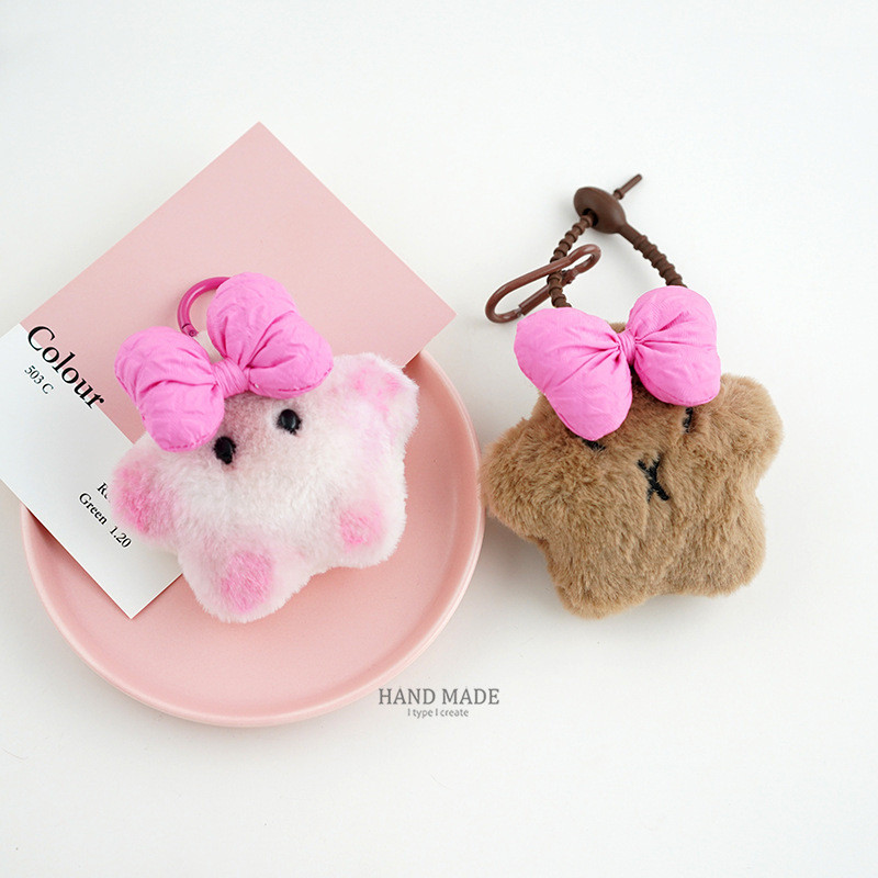 Bag accessories Fuzzy Star Pendant Cute Cartoon Doll Schoolbag Backpack Decoration Keychain Friend G