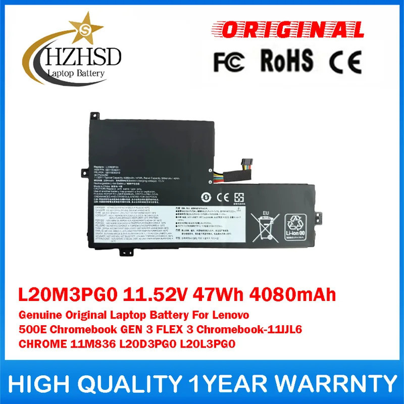 L20M3PG0 11.52V 47Wh 4080mAh Pin Laptop Chính Hãng Cho Lenovo L20D3PG0 L20L3PG0 500E Chromebook GEN 