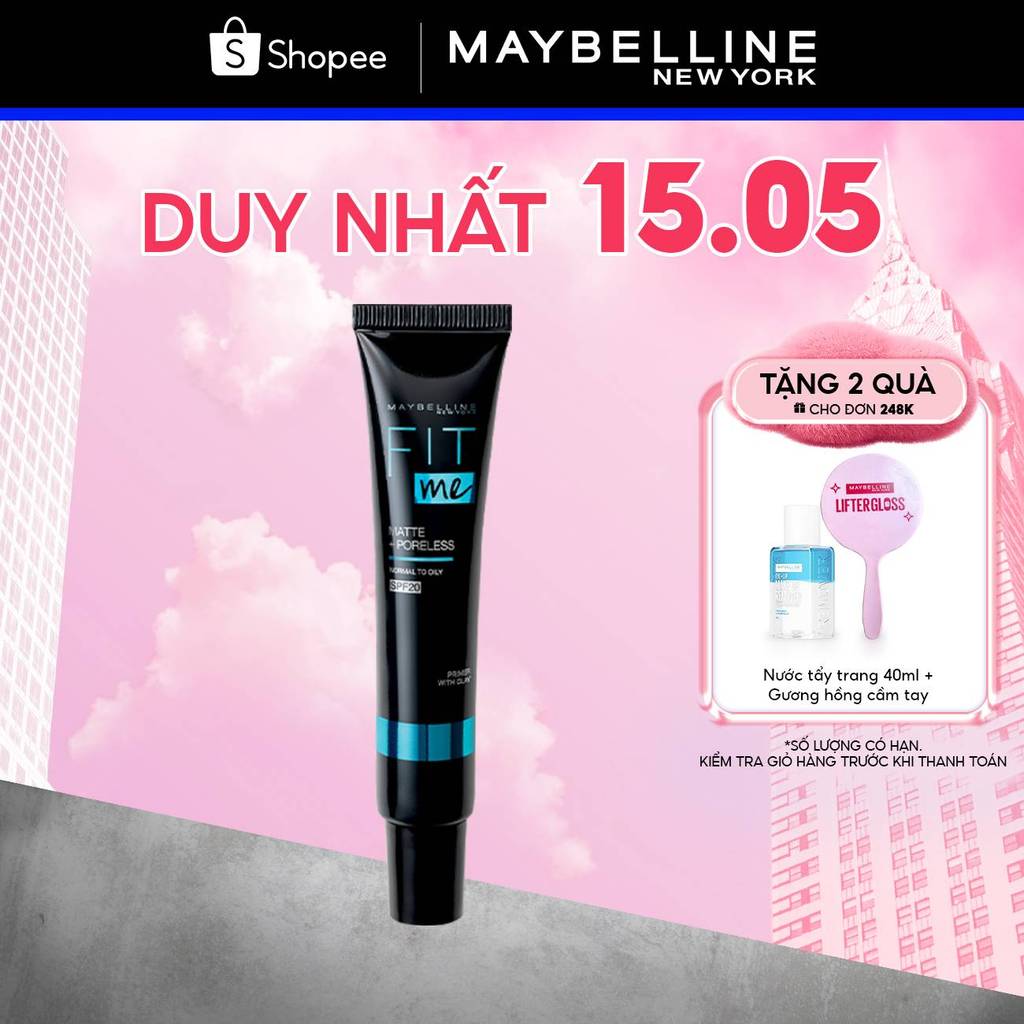 Kem Lót Kiềm Dầu Ngăn Xuống Tông SPF 20 Fit Me Primer Matte+Poreless Maybelline New York 30ml