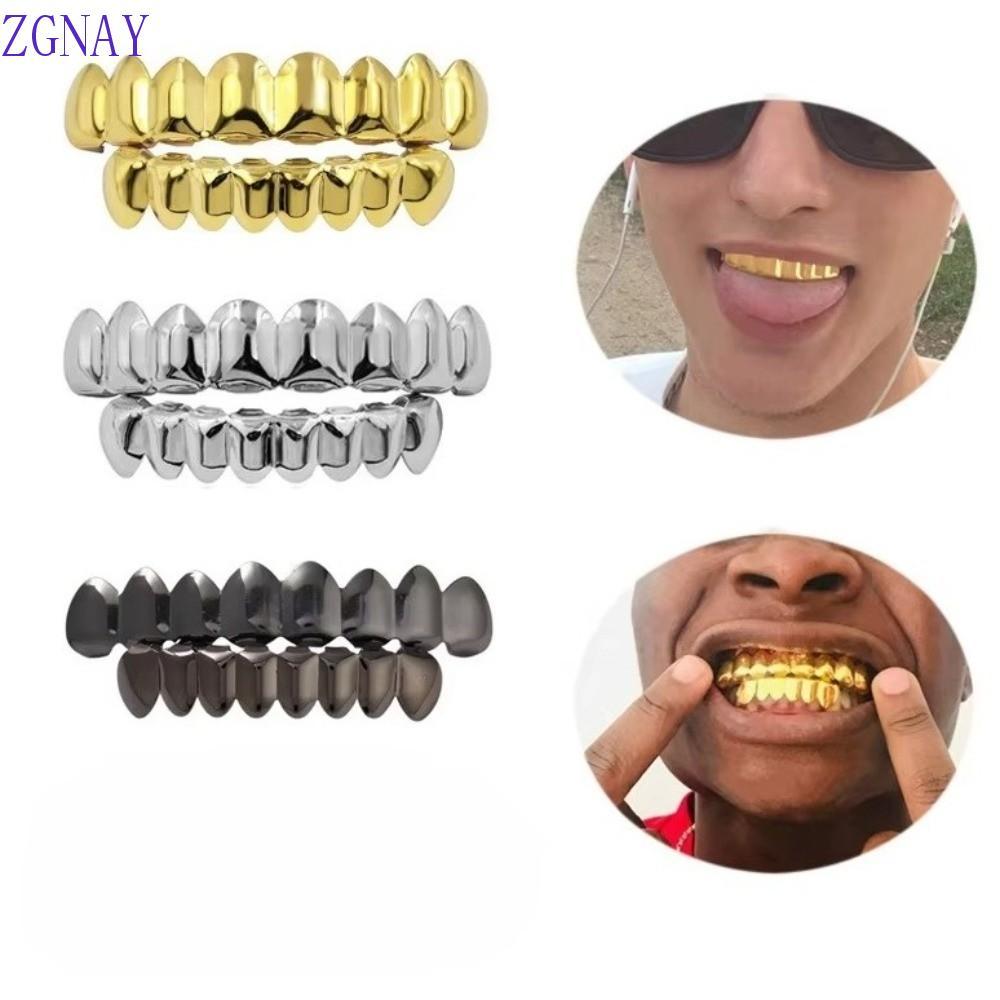 POLOSP Răng Grillz Top Đáy Bộ, Bóng Chống Trơn Trượt Răng Grillz Mũ, Cổ Điển Sáng Bóng Răng Bạc Tran