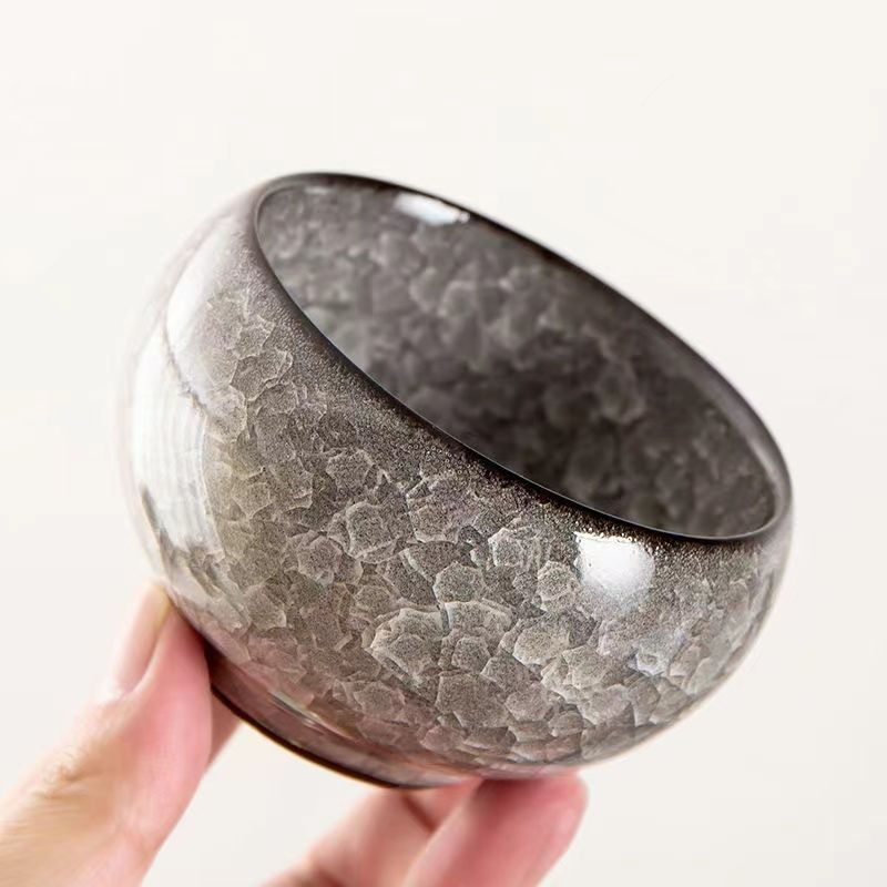 Hàng sẵn có Master Teacup Ru Kiln Black Ice Tea Set Ice Crack Glaze Azure Jingdezhen Ceramic Office 