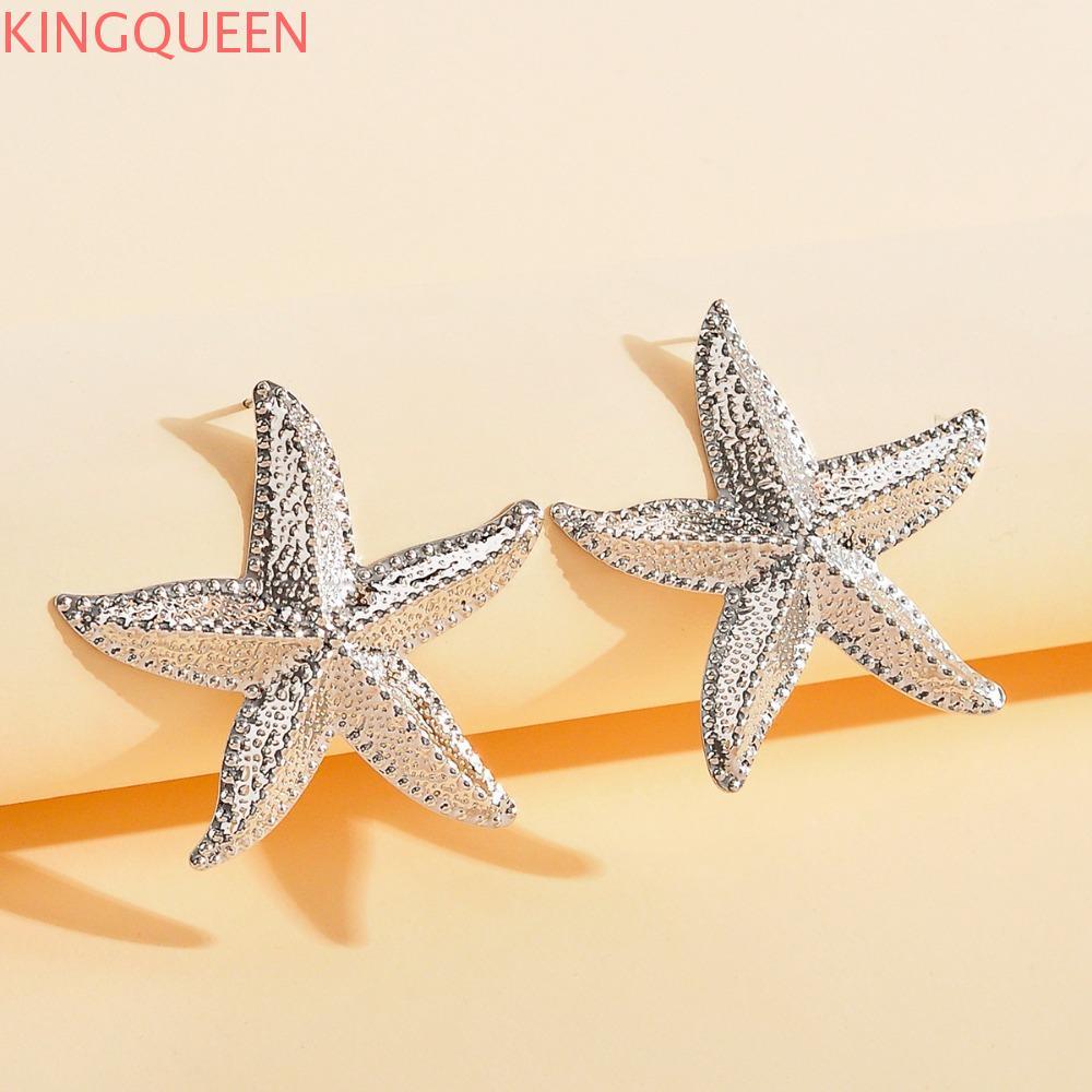 Bông tai hình sao biển KingQueen, style boho phóng đại, mạ cao cấp