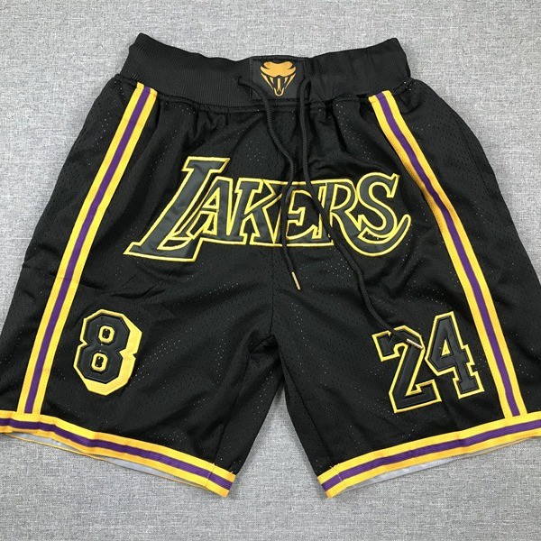 Quần short bỏ túi Quần bóng rổ LAKERS No. 8-24 Black LAKERS Thêu ngắn