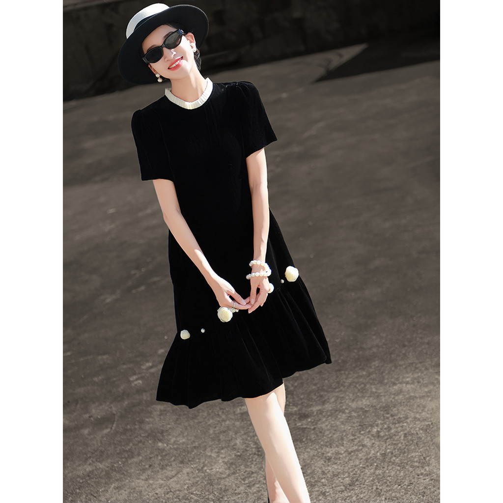 MEXCO 2025 Đầu Thu Phong Cách Mới Sang Trọng Nữ Pháp Ba Chiều Hoa Xù Thật Nhung Đầm Nữ