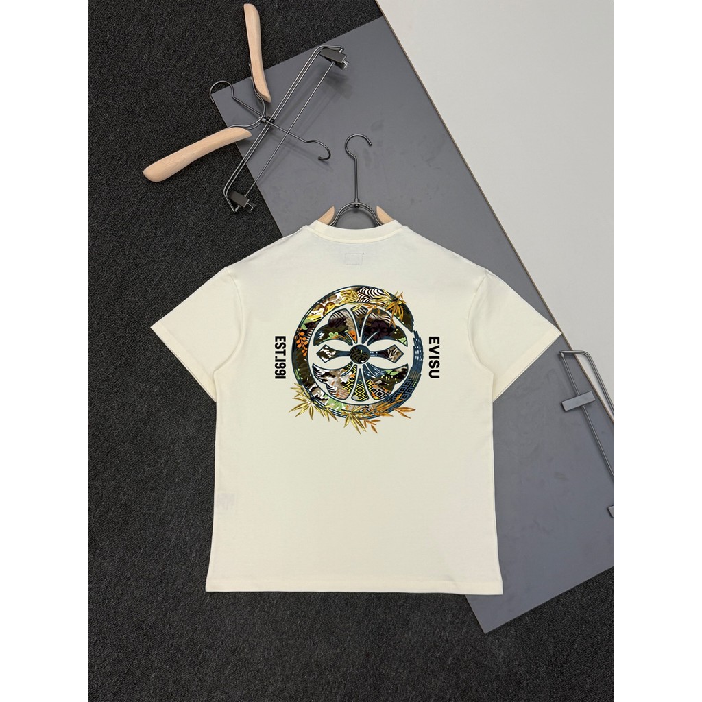 Evisu / God of Fortune 2026 Áo thun ngắn tay cổ tròn phong cách cặp đôi Phong cách nam màu trơn Ánh 