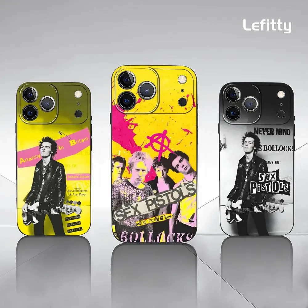 TP-1 Band S-Sex Pistols Ốp Lưng Điện Thoại IPhone 17 16 15 14 13 12 11 Pro Max Plus Mini Đen Mờ Vỏ M