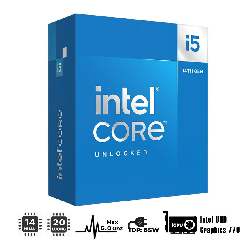 CPU Intel Core i5 14500 (14 Nhân 20 Luồng | 4.8GHz | LGA1700 | New Box Chính Hãng | Bảo Hành 36T