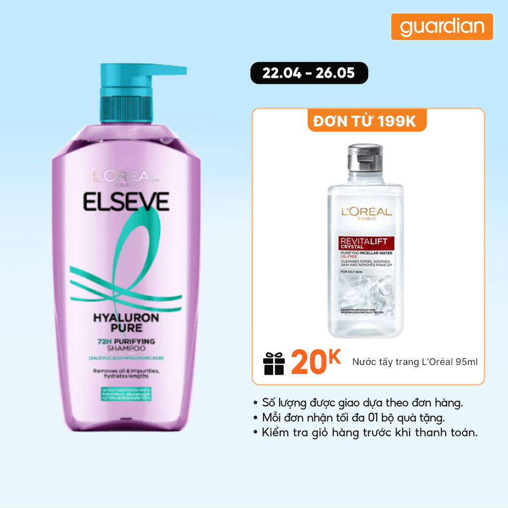 Dầu Gội Loreal Elseve Hyaluron Pure 72H Purifying Shampoo | Guardian Việt Nam