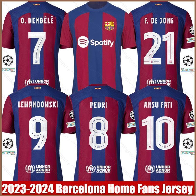 HQ2 2023-2024 Barcelona Sân nhà Jersey Lewandowski Jong Fati Dembele Pedri Áo thun bóng đá Plus Size
