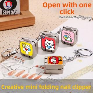 Máy cắt móng tay Mini RGFV bằng thép không gỉ, móc khóa di động, đa chức năng, cắt móng chân sắc bén, bền, dùng cho gia đình