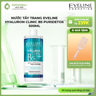   HÀNG NHẬP KHẨU  Nước tẩy trang làm sạch nhẹ dịu Eveline Hyaluron Clinic B5 Puridetox 500ml 
