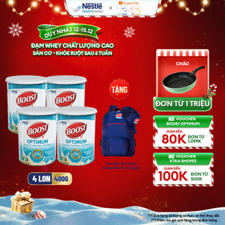   Tặng Balo Và Nón  Bộ 4 Sữa Bột NESTLÉ BOOST OPTIMUM Singapore Bổ Sung Dinh Dưỡng Cho Người Lớn Tuổi 400G 
