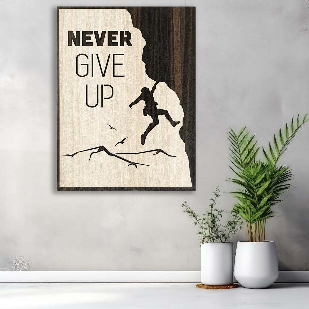 Tranh slogan tiếng anh “Never Give Up”