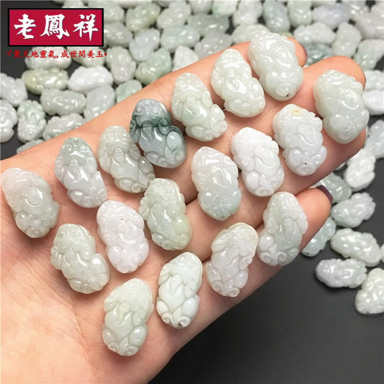 ((1 cái / Giá) Myanmar Jadeite A Sản phẩm Pixiu Mặt dây chuyền tự làm Phụ kiện Chiều dài 23-22mm Chiều rộng 13-14mm Độ dày 5-6mm