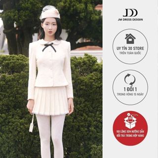  Set Áo Blazer Nữ Cổ Sen Dáng Ngắn 5B09.2508TW Chân Váy Xếp Ly Ren Tiểu Thư Retro 4S27.2508W. Set Công Sở Thanh Lịch JM 