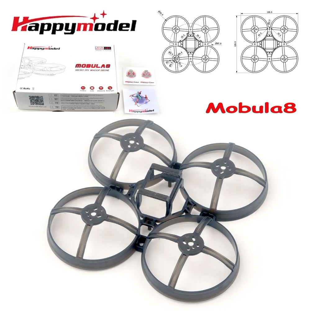 HappyModel Mobula8 85mm RC FPV Drone Frame Kit cho Micro Whoop Quadcopter Drone 1-2S Tinywoop 1002 /