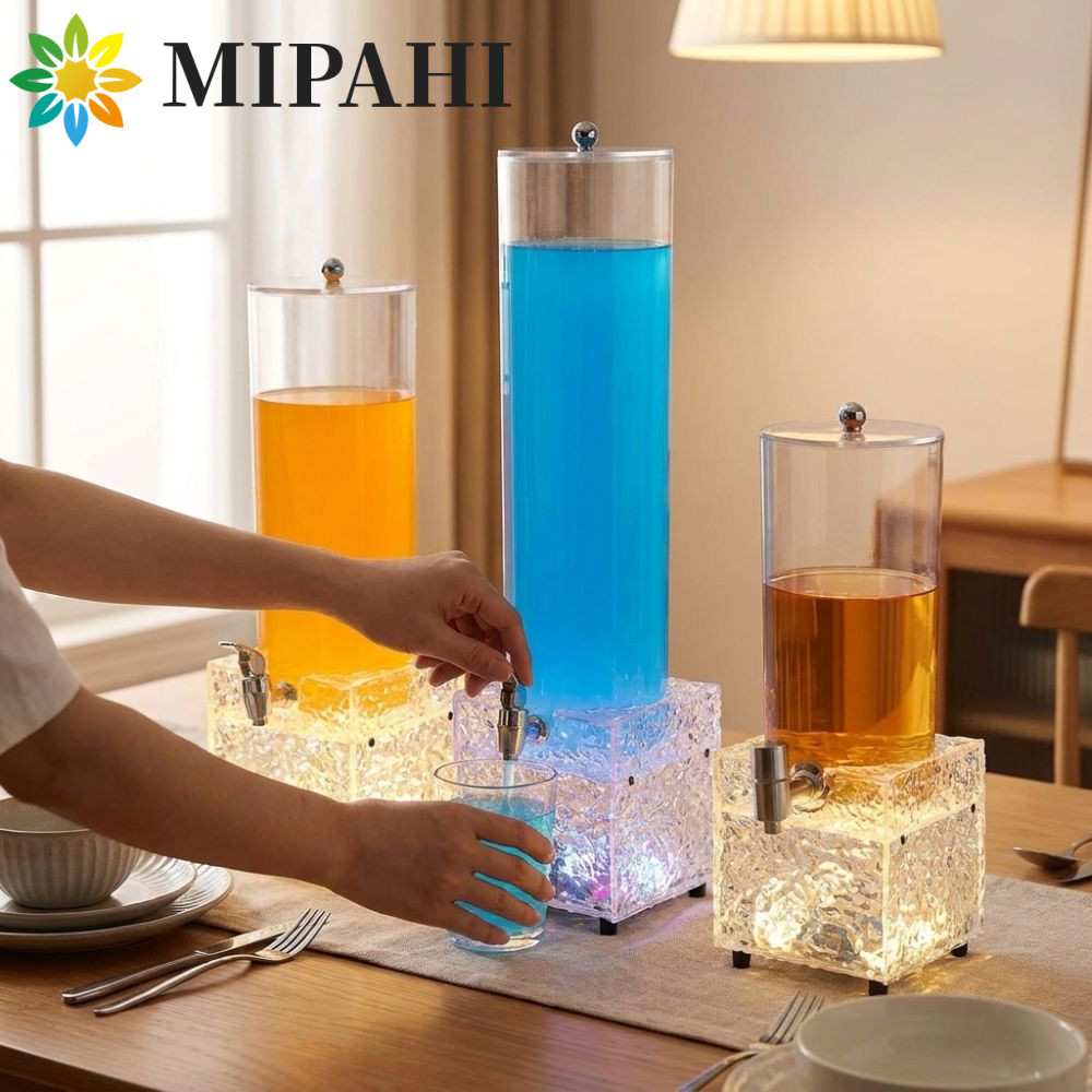 Máy phân phối tháp bia MIPAHI, Tháp bia phát sáng LED chống rò rỉ Acrylic, Keg di động dung tích lớn
